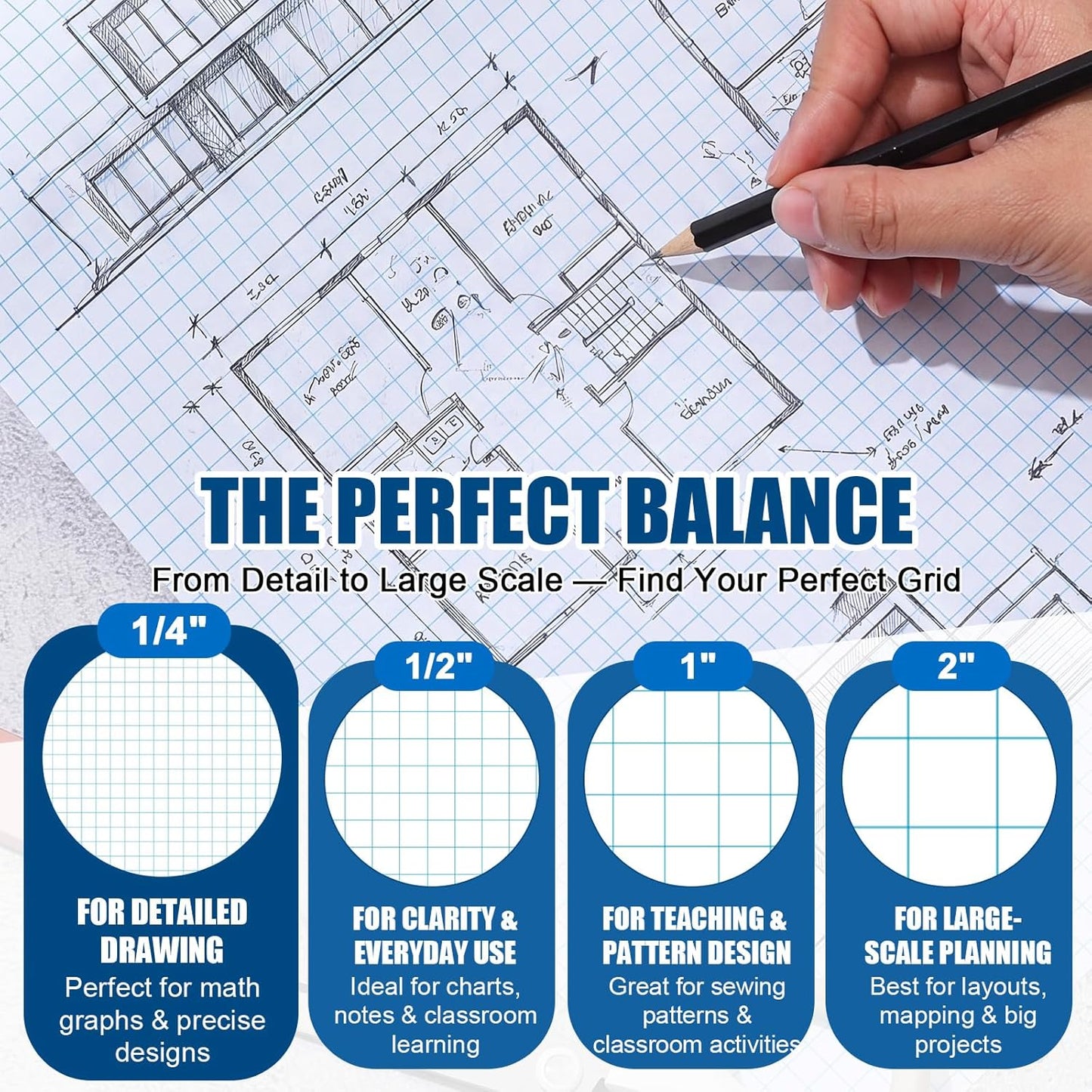 Jetec 1 Roll Large Grid Graph Paper Roll 1" Grid 16.5 Inch x 98ft Sewing Pattern Paper for Back to School Classroom Teaching Drafting Supplies Kids Students Gifts