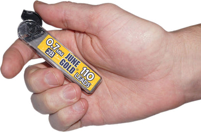 June Gold 640 Pieces, 0.5 mm HB #2 Lead Refills, 160 Pieces Per Dispenser, Fine Thickness, Break Resistant Lead/Graphite (Pack of 4 Dispensers)