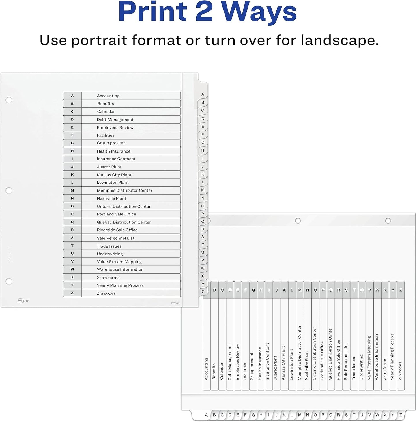 Avery Extra-Wide Dividers for 3 Ring Binders, 26 Tabs per Set, Customizable Table of Contents, Multicolor Tabs, Works Great with Sheet Protectors (11166)