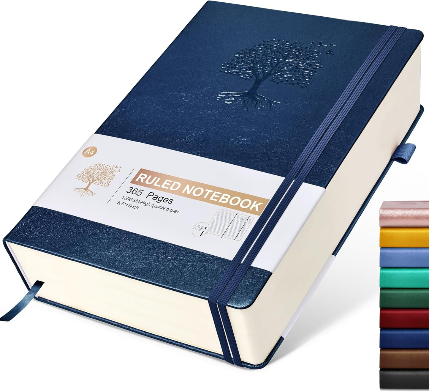 Lined Journal Notebook -365 Pages A5 Thick Journals for Writing Ruled Notebook, Hardcover Leather Journal for Women Men Daily Journal Notebook for Work, Note Taking, 100Gsm Lined Paper( 5.75'' X 8.38'' Green)