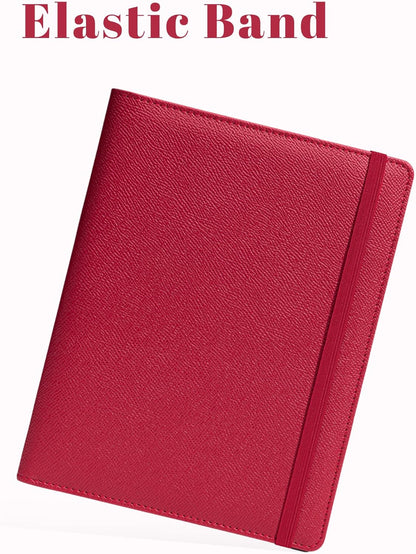 Small Clipboard Junior Padfolio Folio 7 x 9 Writing Pad Refillable, Mymazn Faux Leather Folder A5 for Notepad 5 x 8 Junior Size Portfolio (Black)