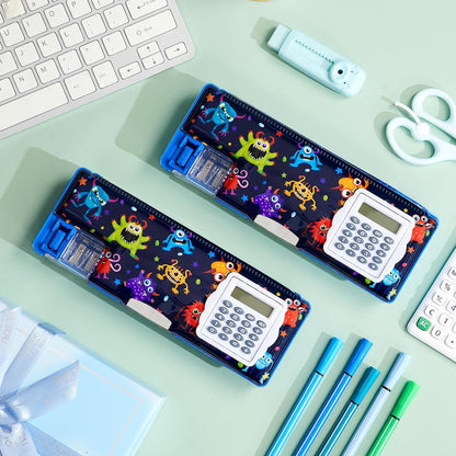 Henoyso Multifunctional Pencil Box for Girls Butterfly Pencil Case with Calculator and Sharpener Cool Cute Pencilcase School Supplies Essentials Christmas Birthday Gift Present for Kids Teens