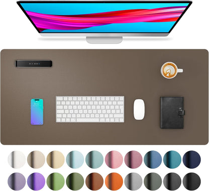 Aothia Non-Slip Waterproof PU Leather Desk Pad Protector for Mouse, Writing Desk, Office, Home, Laptop Blotter, 23.6" x 13.7", Black - Colors B