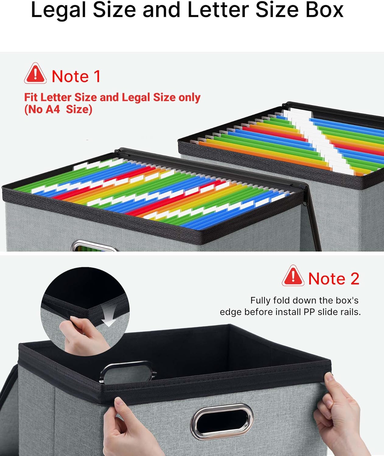 Oterri 2 Pack File Organizer Boxes with Lids, File Box with Mesh Pockets, Document Organizer Box for File Folders Letter Size, Zippers Filing Box for Home, Office, School (Green, Without Folders)