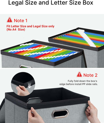 Oterri 2 Pack File Organizer Boxes with Lids, File Box with Mesh Pockets, Document Organizer Box for File Folders Letter Size, Zippers Filing Box for Home, Office, School (Green, Without Folders)