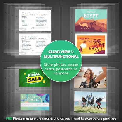 Half Letter 8.5x5.5’’ Pack of 100 Heavy Duty Page Sleeve Protectors for Mini 3-Ring Binders, Top Loading Crystal Clear & Archival Safe Refill Sheets, Acid-Free & Reinforced Holes