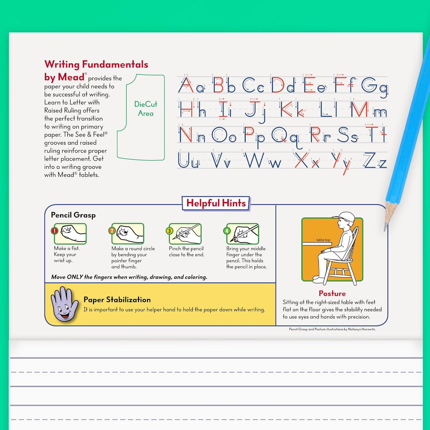 Mead Primary Composition Book, Primary Ruled Journal, Grades K-2, 7-1/2" x 9-3/4", 100 Sheets, Blue Marble (09902)