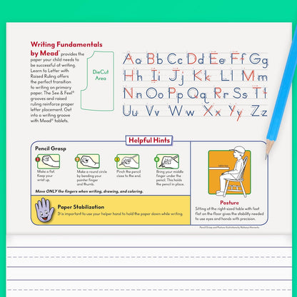 Mead Primary Composition Book, Primary Ruled Journal, Grades K-2, 7-1/2" x 9-3/4", 100 Sheets, Blue Marble (09902)