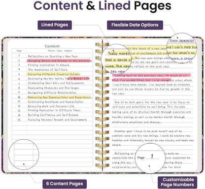 Lined Spiral Notebook Journal for Work, 300 Pages Thick B5 (7.1"x10") College Ruled Journal for Women & Writing, Hardcover Notebook for Note Taking, Perfect for Office Home School Supplies, Purple