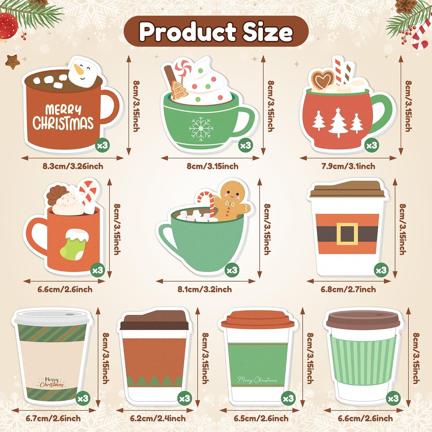 Xqumoi 30 Pack Teacher Sticky Notes - Funny Coffee Cup Self Sticky Notepads Writing Memo Pads for Teacher Appreciation Back to School Office Supplies Coffee Lover Gift Party Favors Goodies Bag Fillers