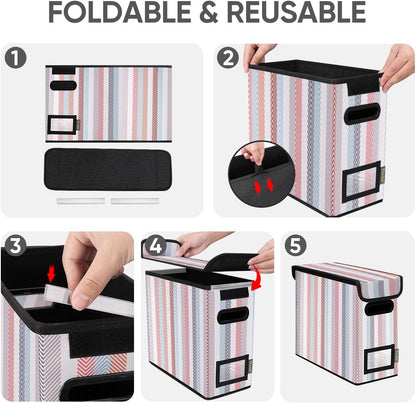 BALEINE File Organizer Box with Lid, Collapsible File Folder Organizer with Plastic Slide, Hanging File Folder Box for Office Document Storage (1 Pack, Black)