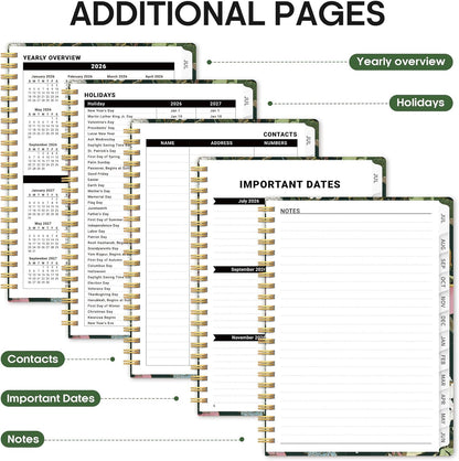 Planner 2026-2027, Academic Year Monthly and Weekly Calendar Planner, Jul 2026 - Jun 2027, Hardcover Teacher Student Planning Agenda book with Tabs, Perfect for School Office Supplies, 6.3" x 8.5" - Wildflowers