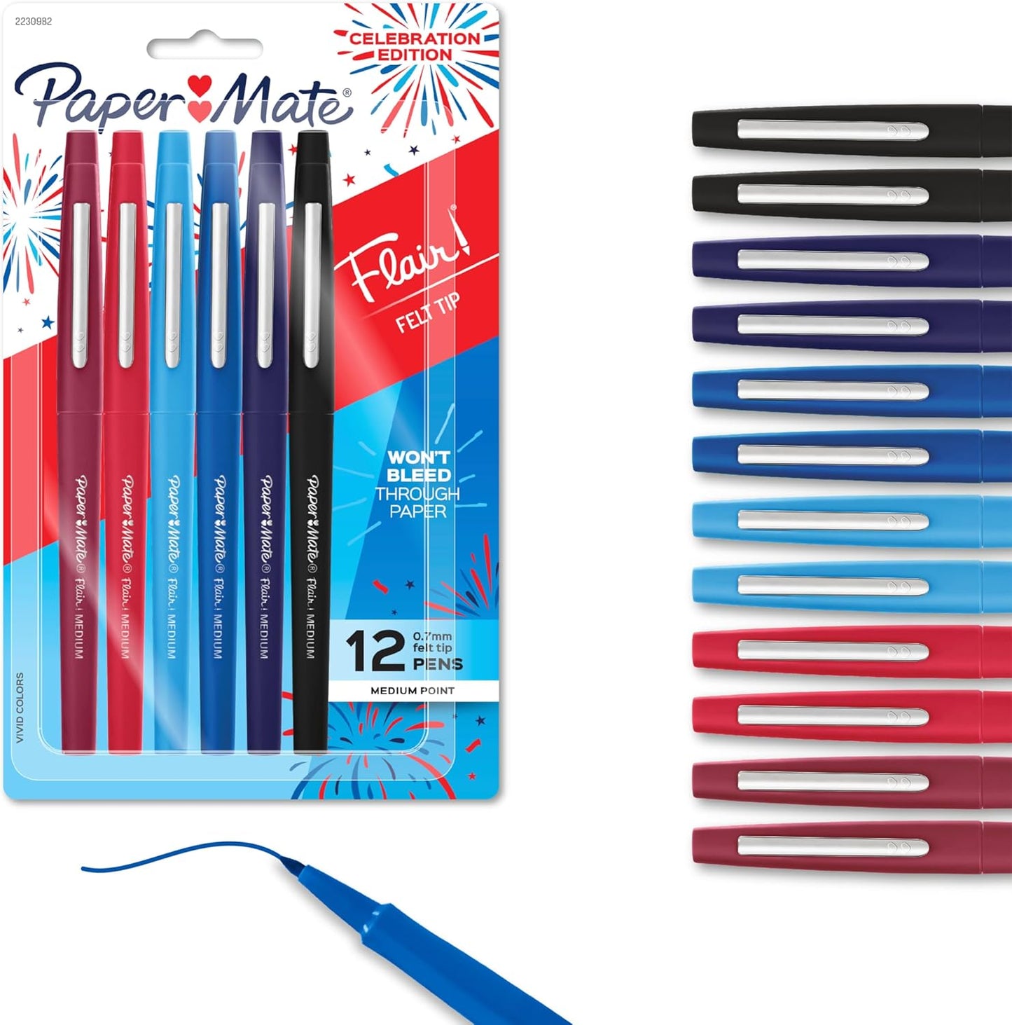 Paper Mate Flair Felt Tip Pens, Medium Point (0.7mm), Vivid Purple, 12 Count - For Teachers, Students, Classroom Use, Note-Taking, Arts & Crafts
