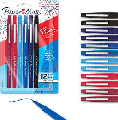 Paper Mate Flair Felt Tip Pens, Medium Point (0.7mm), Vivid Purple, 12 Count - For Teachers, Students, Classroom Use, Note-Taking, Arts & Crafts