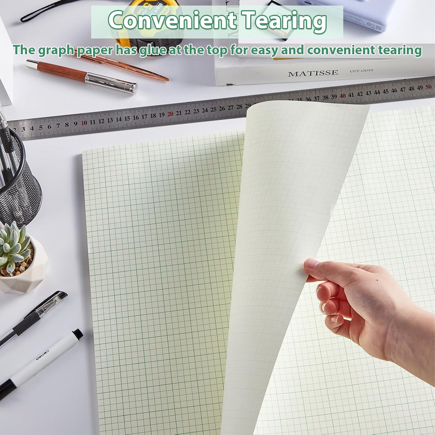 gisgfim 50 Sheets Large Graph Paper 24 x 36 In Graph Paper Pad 1/4 In Ruled Large Grid Paper Sheet Blueprint Paper Engineering Paper Poster for Architect Designer Mathematician Draftsman(White）