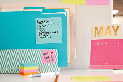 Post-it Super Sticky Notes, 6 Lined Sticky Note Pads, 4 x 4 in., School Supplies, Office Products, 2X the Sticking Power, Supernova Neons Collection