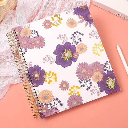 CAGIE Spiral Notebook Journal 8.5 x 11 Hardcover Notebooks College Ruled with Large Pockets Aesthetic Floral Note Book Spiral Bound Notebooks for Work Note Taking Women Writing School, 200 Pages