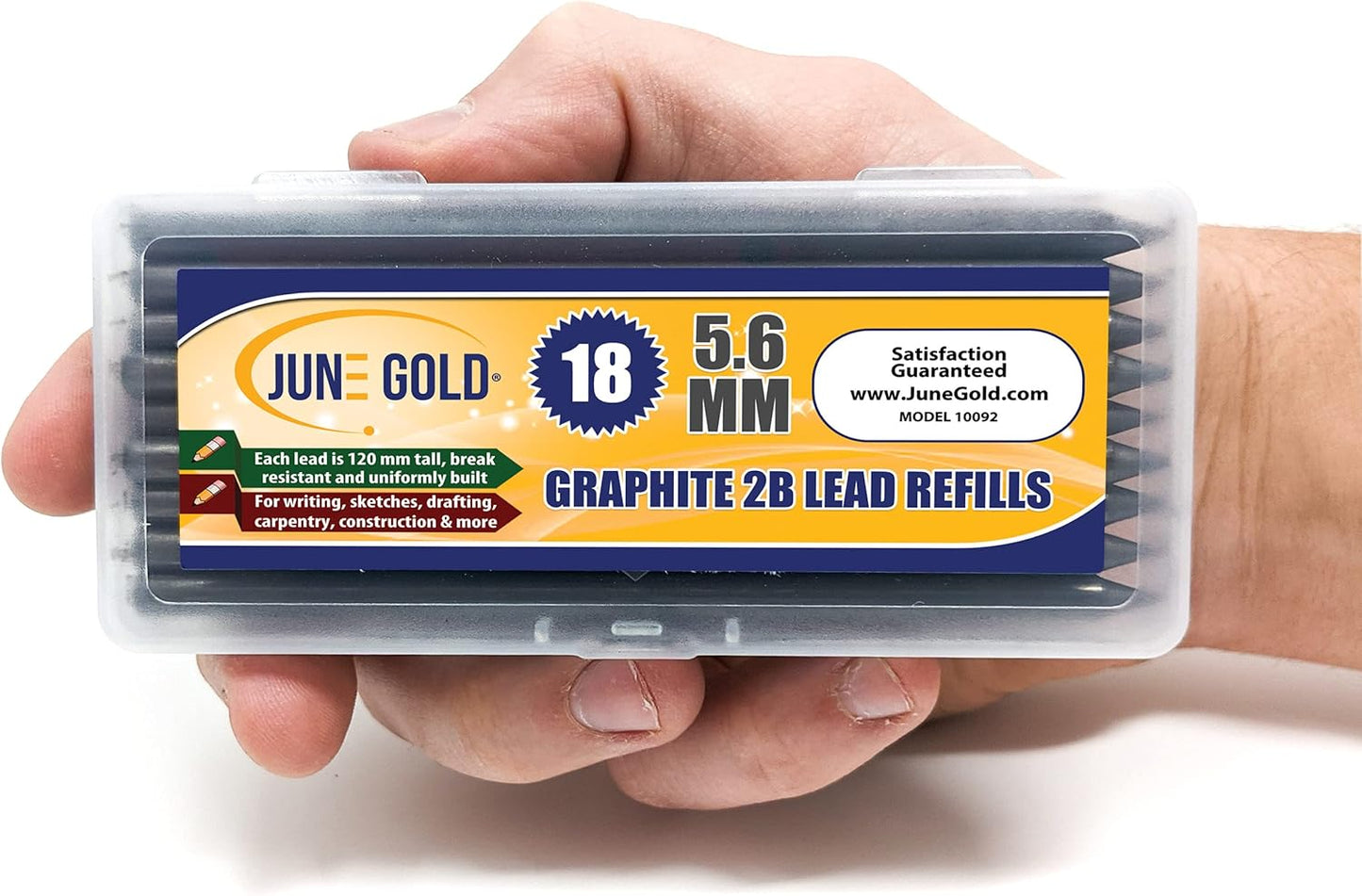 June Gold 640 Pieces, 0.5 mm HB #2 Lead Refills, 160 Pieces Per Dispenser, Fine Thickness, Break Resistant Lead/Graphite (Pack of 4 Dispensers)