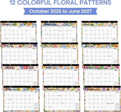 Desk Calendar 2026-2027, 21-Month Calendar Runs Until June 2027, Large 17" x 12" Monthly Desktop & Wall Calendar for Home & Office - Floral