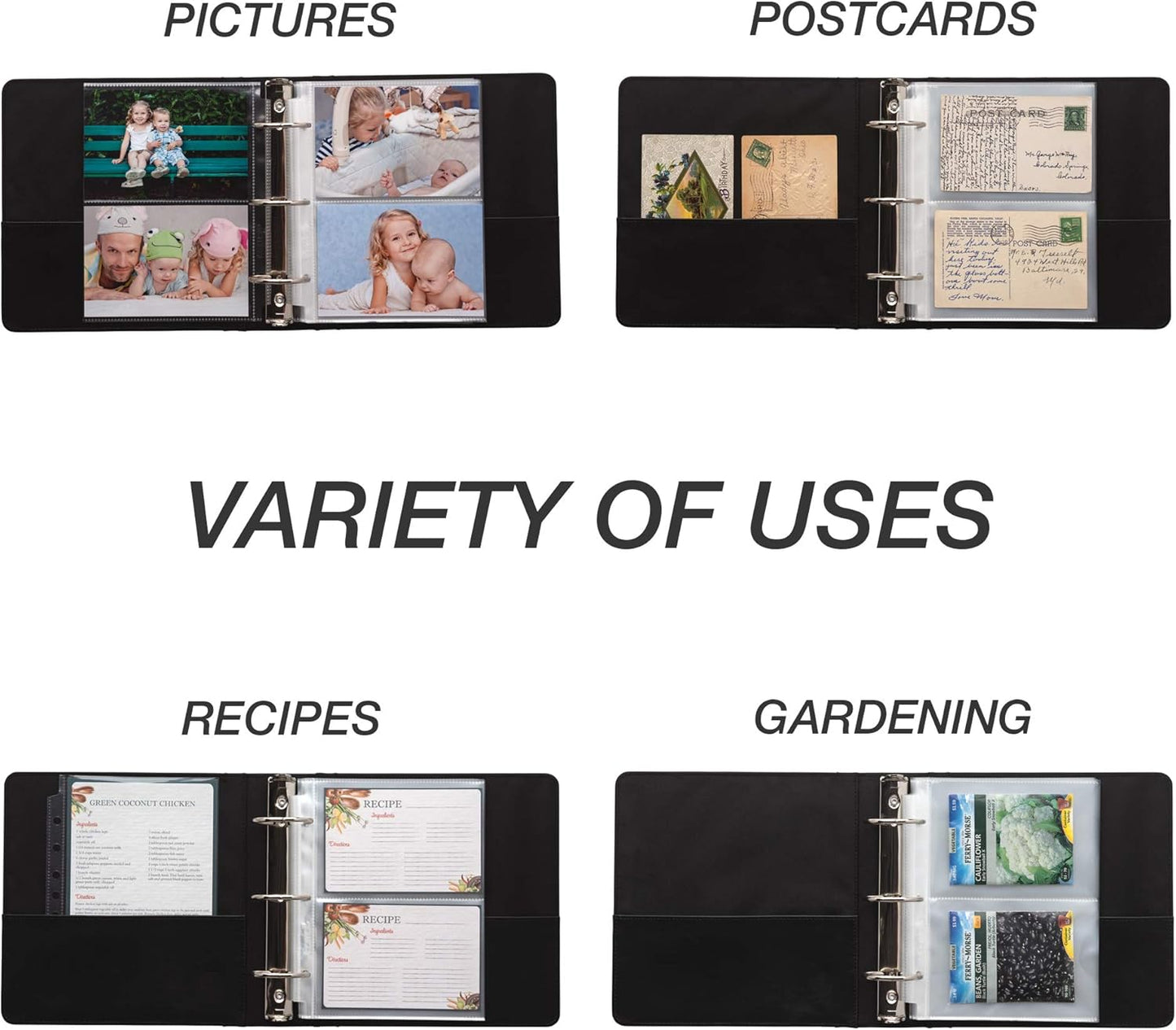 Samsill 8 Tab Recipe Dividers, Recipe Sleeves, Sheet Protector Dividers, with Tab Inserts, Clear, Super Heavyweight, Top Loading, 3 Hole Punched for Standard Letter Size Binders, Archival Safe