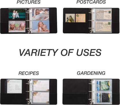 Samsill 8 Tab Recipe Dividers, Recipe Sleeves, Sheet Protector Dividers, with Tab Inserts, Clear, Super Heavyweight, Top Loading, 3 Hole Punched for Standard Letter Size Binders, Archival Safe