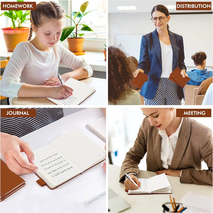 feela 3 Pack Pocket Notebook Journals with 3 Black Pens, A6 Mini Cute Small Journal Notebook Bulk Hardcover College Ruled Notepad with Pen Holder for Office School Supplies, 3.5”x 5.5”, Gray