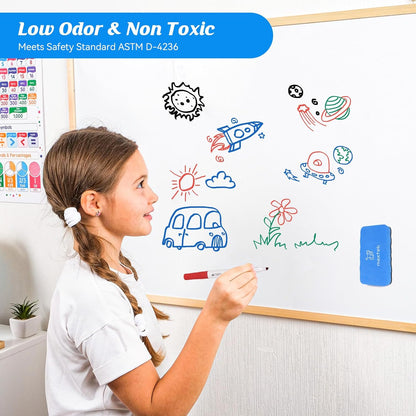 maxtek Low Odor Dry Erase Markers Chisel Tip, Whiteboard Markers Set 4 Count with 1 Magnetic Eraser