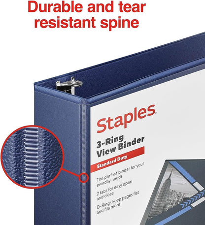Staples Standard 2-Inch 3-Ring View Binder, Holds Up to 450 Sheets, Orange, Durable Binder for Office & School