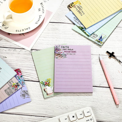 Gersoniel 8 Pack Christian Sticky Notes Gifts for Mothers Day Bulk for Church Small Scripture Inspirational Memo Pads Floral Adhesive Religious Bible Verse Quotes Notepads, 4 x 5.5 Inch(Simple Style)