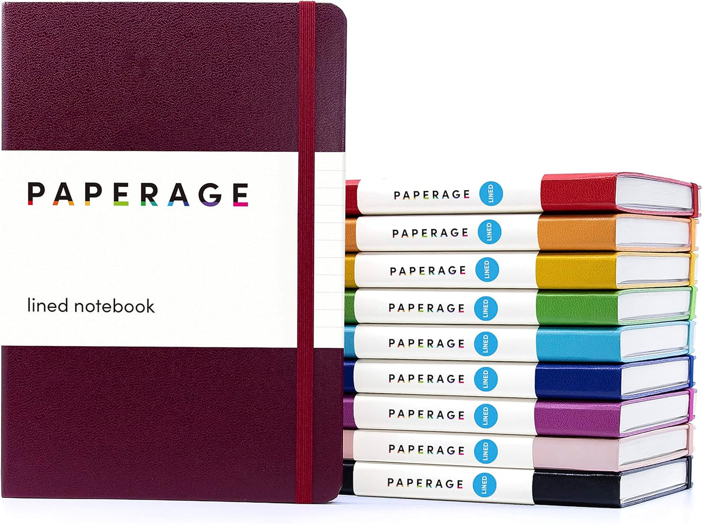 PAPERAGE Lined Journal Notebook, (Black), 160 Pages, Medium 5.6 in x 8 in - 100 GSM Thick Paper – Hardcover Journaling Notebook for Work, School & Note Taking