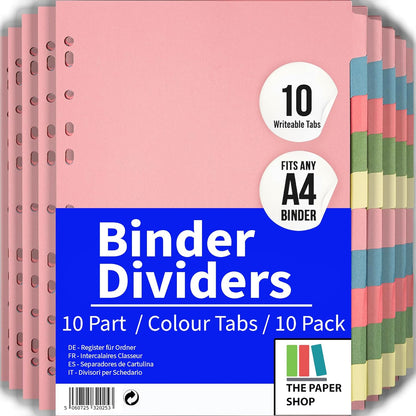 10 Tab Dividers for 3 Ring Binder – 10 Dividers Set with Tabs, Perfect for Organizing Documents, Binder Tab Dividers for Easy Filing