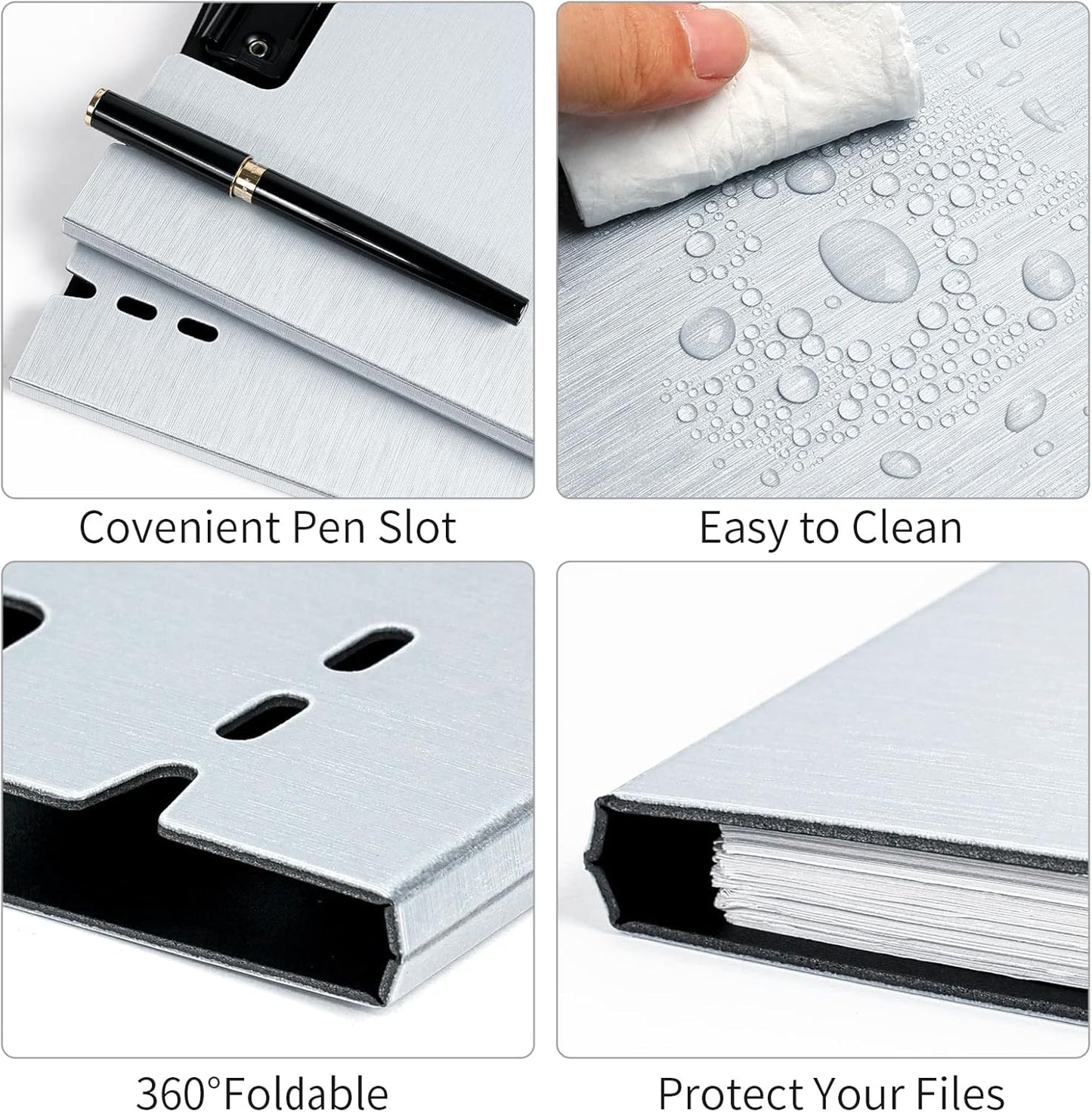 A4 Clipboard Folder,10 Pack Foldable Clipboards with Pocket for Business,Office,School or Restaurant (Black)