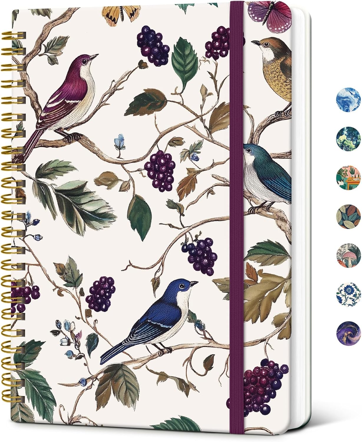 Taja Spiral Journal Notebook for Women, Pretty Hardcover Lined Notebook for Work & Note Taking, Aesthetic Cute Journal for Writing, 140 Pages, 5.8"x8.3", Floral