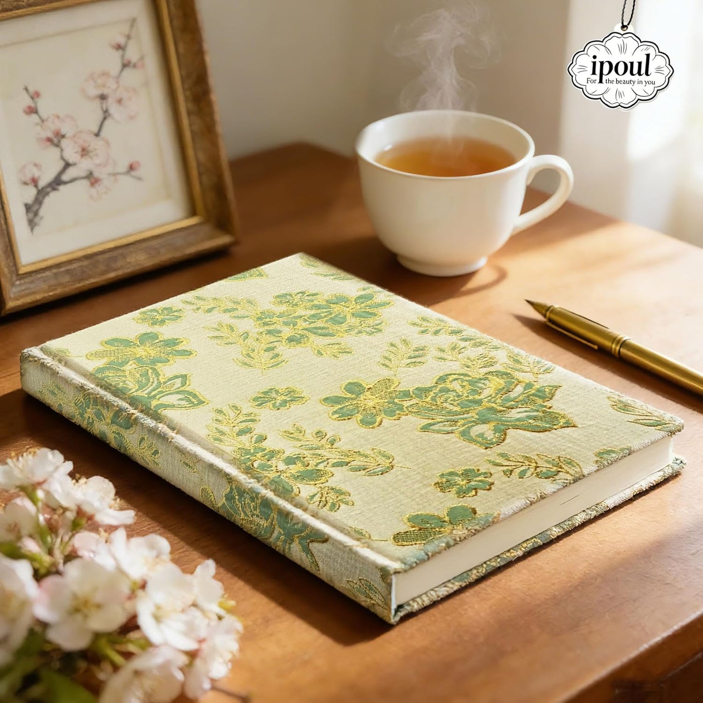 ipoul Flower Notebook, A5, 6x8, Hardcover, Lay Flat, Lined Paper, Journal for Women, Writing Notebook, Pretty, Hibiscus, Pink, Birthday Gifts for Women, Wedding Shower Gifts, Mothers Day Gift