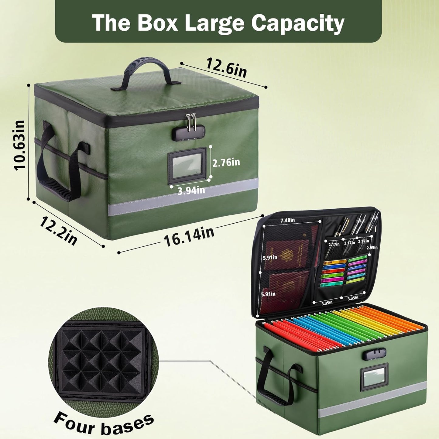 EXLIFBAG File Organizer, Fireproof File Box with Lids, Important Document Organizer Box with Lock, Portable File Folder Organizer with Handle