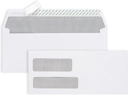 EnDoc 500#9 Double Window Envelopes Self Seal, 3 7/8 x 8 7/8" Security Tinted Envelopes for Invoices & Statements, Business Mailing Envelopes with Windows, Bright White 24lb Paper no. 9