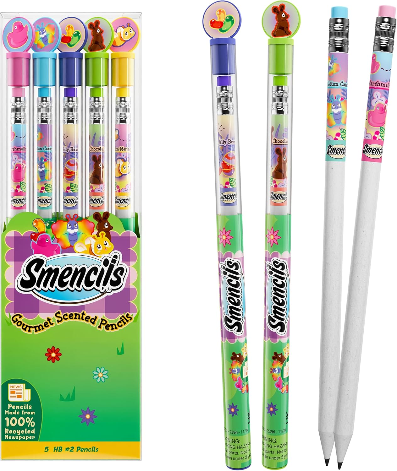 Spring Smencils - HB #2 Scented Pencils, 5 Count, Gifts for Kids, School Supplies, Classroom Rewards, Easter basket stuffers