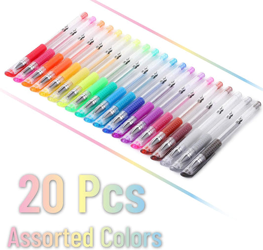 Mr. Pen- Glitter Gel Pens, 20 Colors, Glitter Pens Fine Bullet Tip, Gel Marker for Adult Coloring Books, Journaling, Crafting, Doodling, Drawing, Art Supplies, Scrapbook, Sparkle Gifts