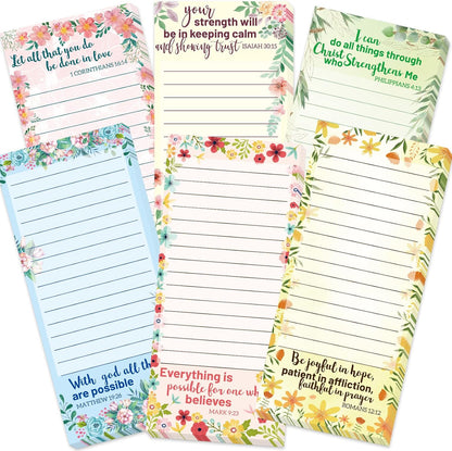 Fancy Land Religious Magnetic Notepads Floral to Do List for Fridge Christian Memo Pads 6 Pack