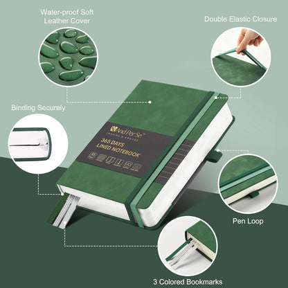 &And Per Se Lined Journal Notebook, 160 Pages, A5 5.7 x 8 inches College Ruled Thick Paper Notebook Journals for Writing, Hardcover Notebooks for Women Men Office School (1 Pack, Green) - Colors A