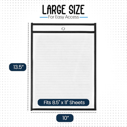 Essex Wares - 6 Pack, Assorted, Dry Erase Pocket Document Protectors, 10" Wide x 13.5" Tall- Dry Erase Clear Plastic Sleeves - Reusable & Easy Erase Plastic Invoice Holders, Water-Resistant & Durable