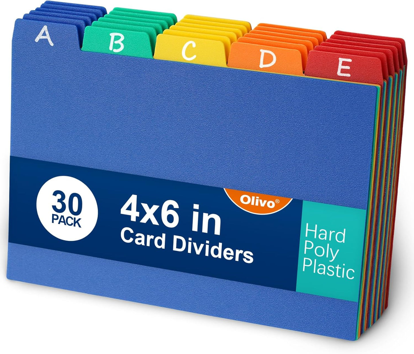 Olivo Index Card Dividers Tabs 3x5 Poly Plastic Card File Guides 3" x 5", Colored, 30 Pack