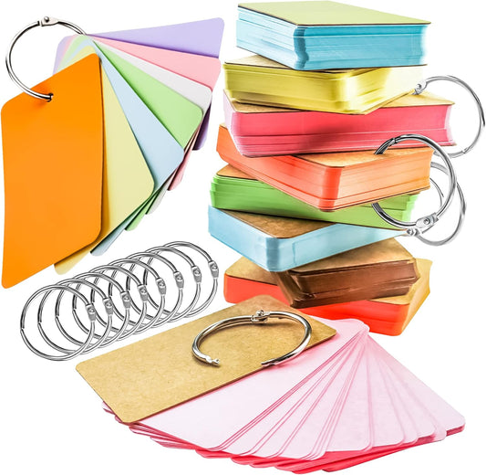 MotBach 300 Pcs Flash Cards 2x3 Inch Index Cards with Ring Lined Note Card Bood Flashcards, Mini Blank Flash Cards 2x3 White Card Pad Index Note Bood 2 x 3 Notecards for Studying School Supply College