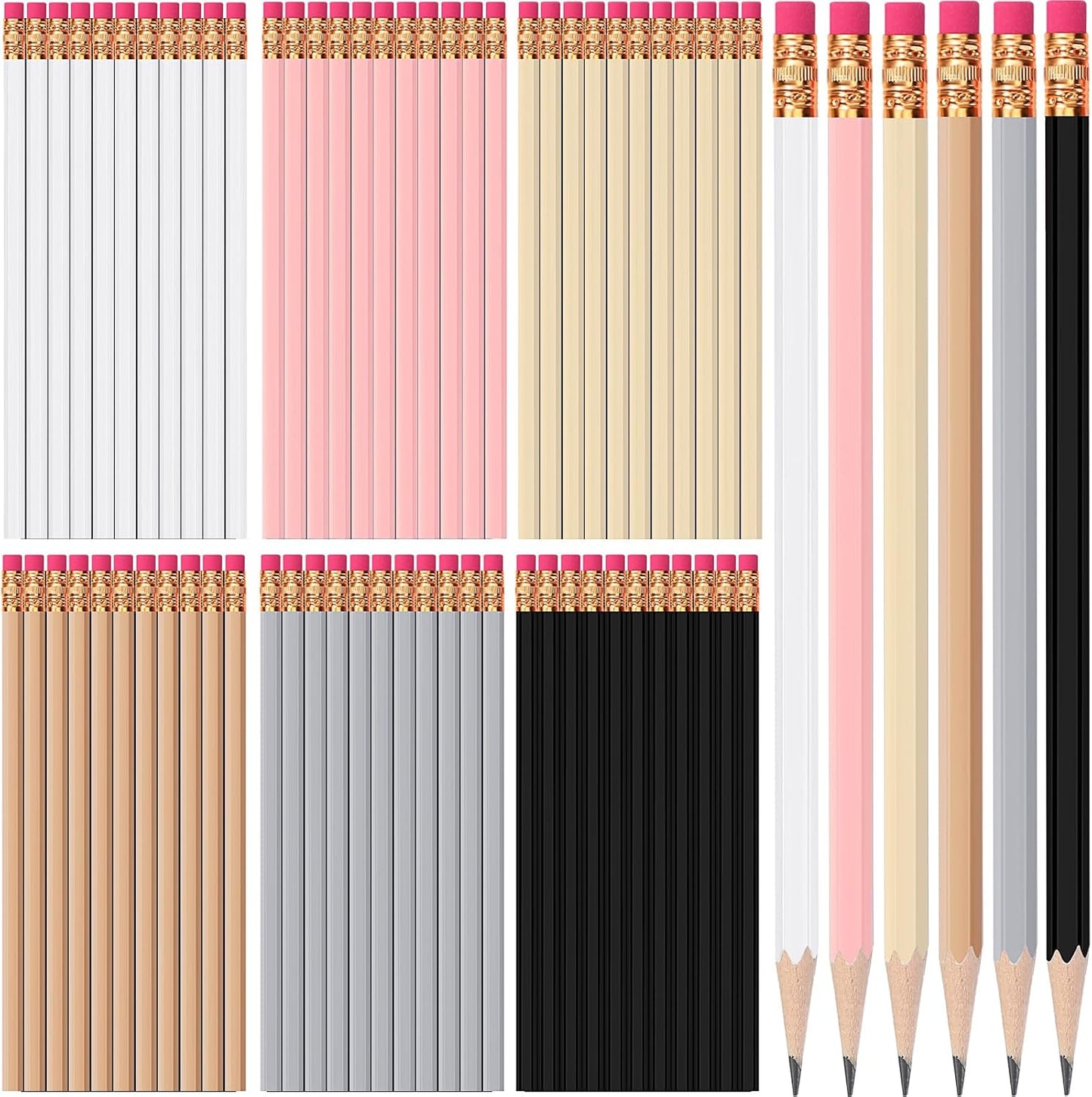 TecUnite 120 Pcs #2 HB Pencils with Eraser No 2 Unsharpened Wooden Hexagonal Pencils for Adults Gifts for School Exam art Learning Office Sketching(Rainbow Colors)