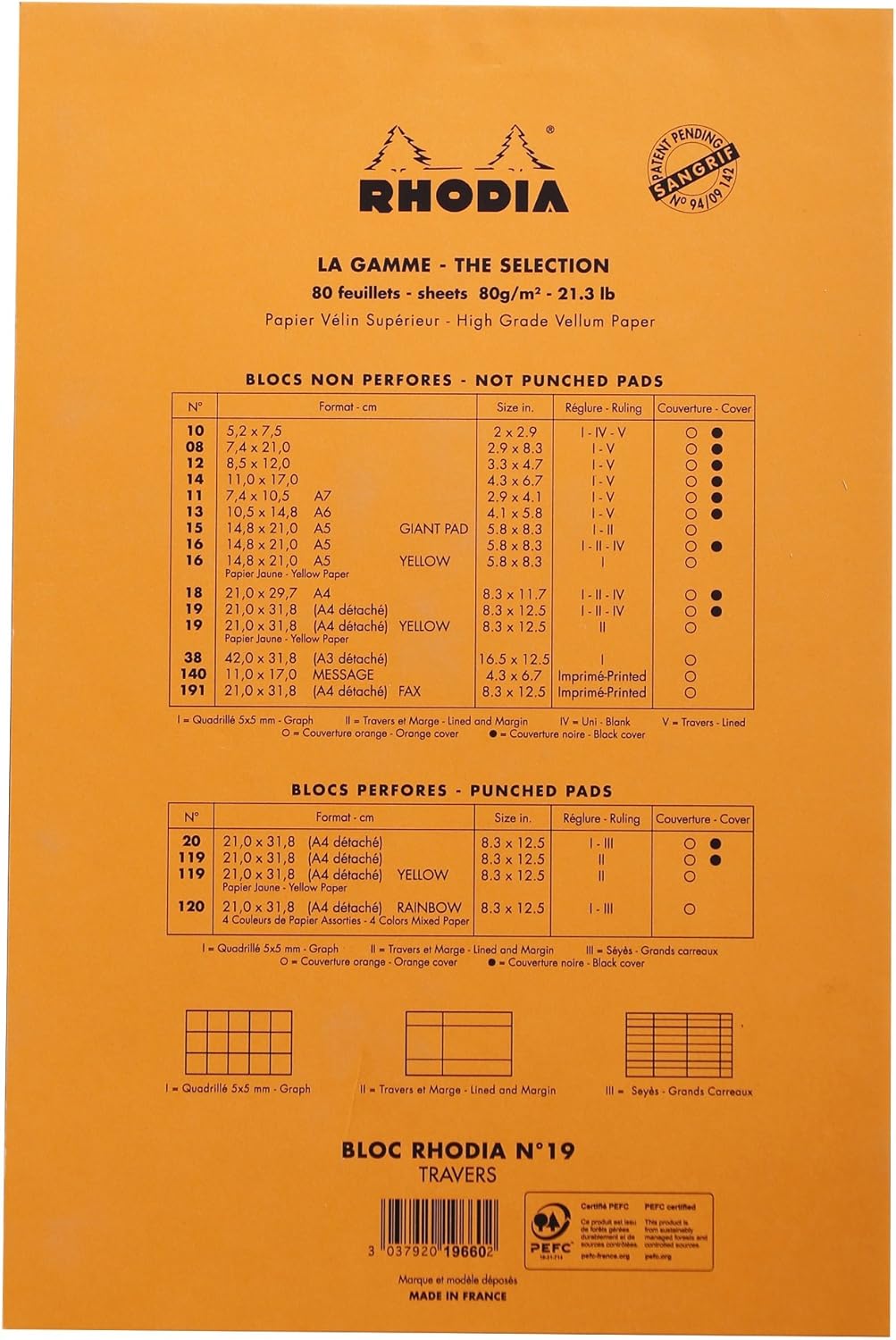 Rhodia Yellow Page Notepad, No19 A4+, Lined - Orange (19660C)