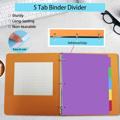 24PCS/3 Set 3-Ring Binder Dividers with Tabs,8 Tab Plastic File Dividers,Binder Separators with tabs for Office/School Supplies