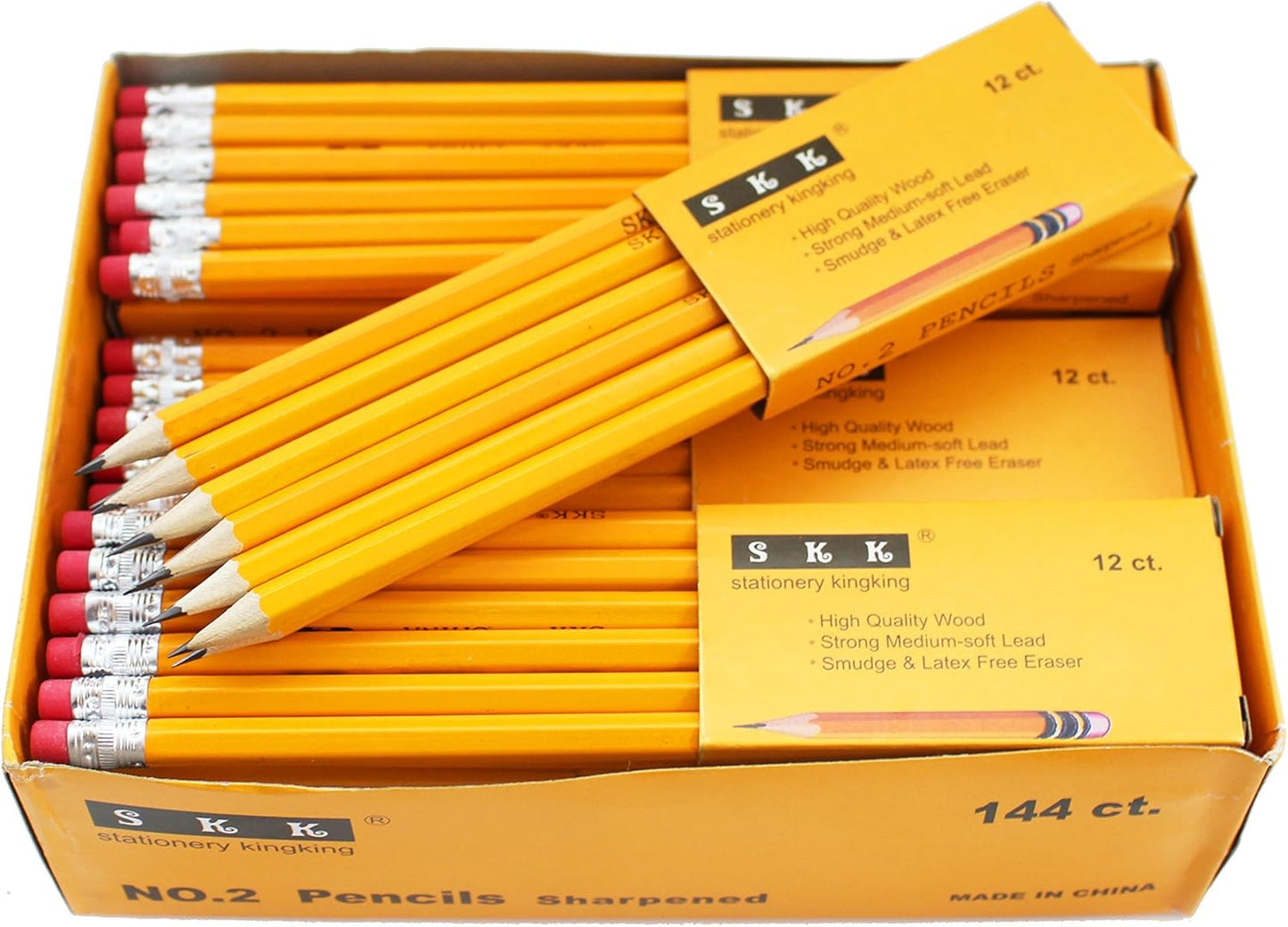 SKKSTATIONERY 360pcs Pre-sharpened Pencils with eraser top, No.2 Wood Pencils Bulk #2 HB pencils Yellow HB Pencil Sketching Drawing Back to School Teacher Supplies 360 counts per box
