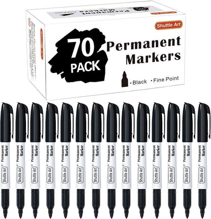 Shuttle Art Permanent Markers, 30 Pack Black Permanent Marker set, Fine Point, Works on Plastic, Wood, Stone, Metal and Glass for Doodling, Marking