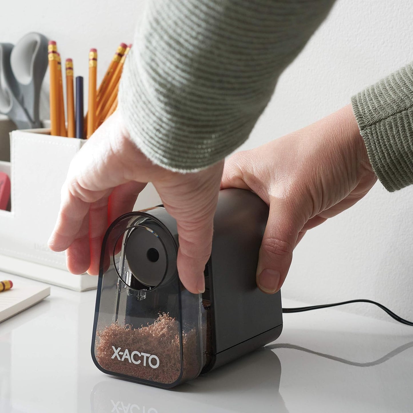 X-ACTO Pencil Sharpener, Mighty Mite Electric Pencil Sharpener, With Pencil Saver®, SafeStart® Motor, Black, 1 Count - Home, Office, School, Teacher Supplies