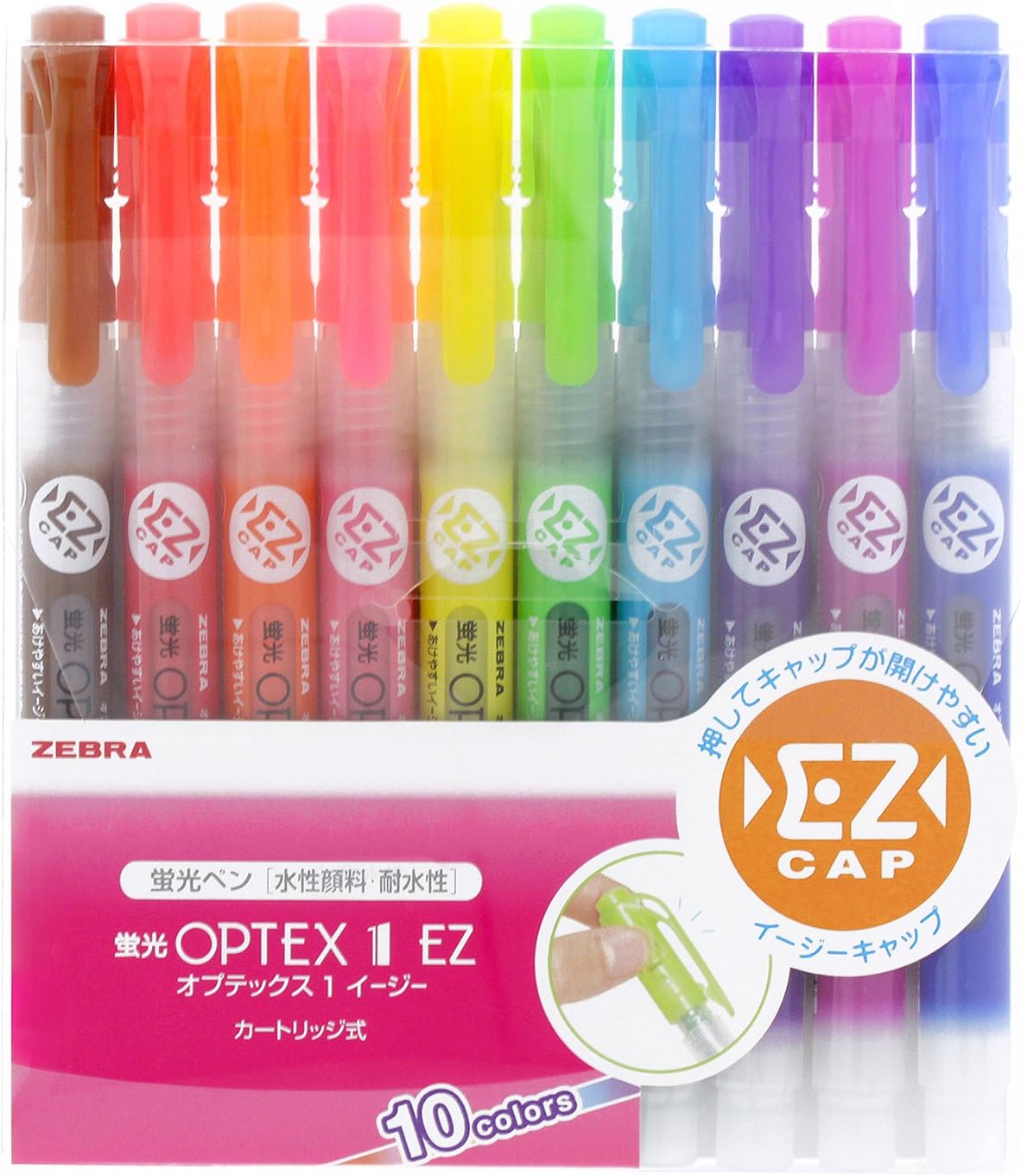 Zebra B-WKS11-E Optex 1 Highlighter, EZ, Brown, 10 Pieces